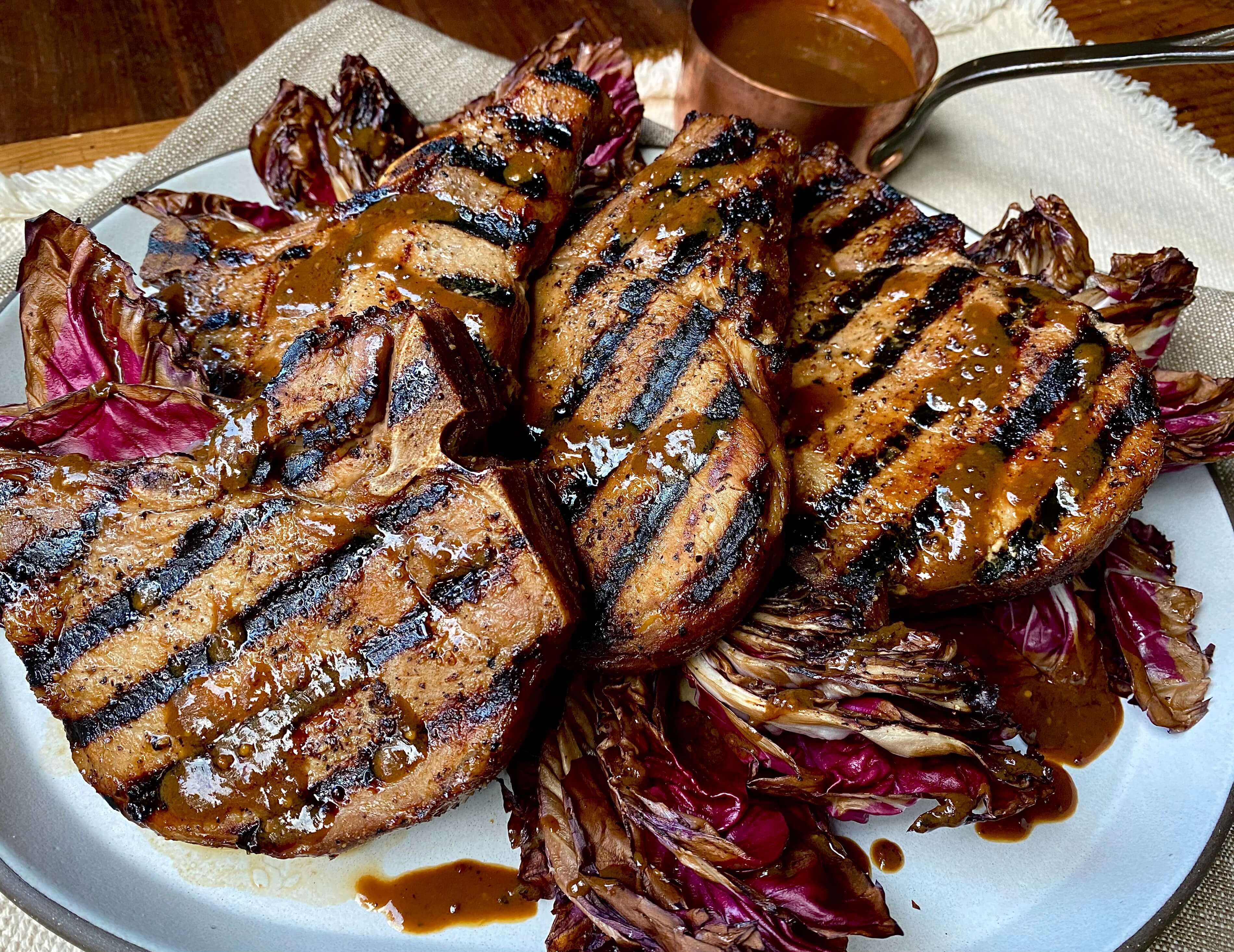 Recipes: Molasses Coffee Marinated Pork Chops with Grilled Radicchio